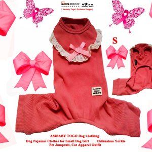 Ambaby Dog Pajamas Clothes For Small Dog Girl Chihuahua Yorkie Pet Jumpsuits Cat